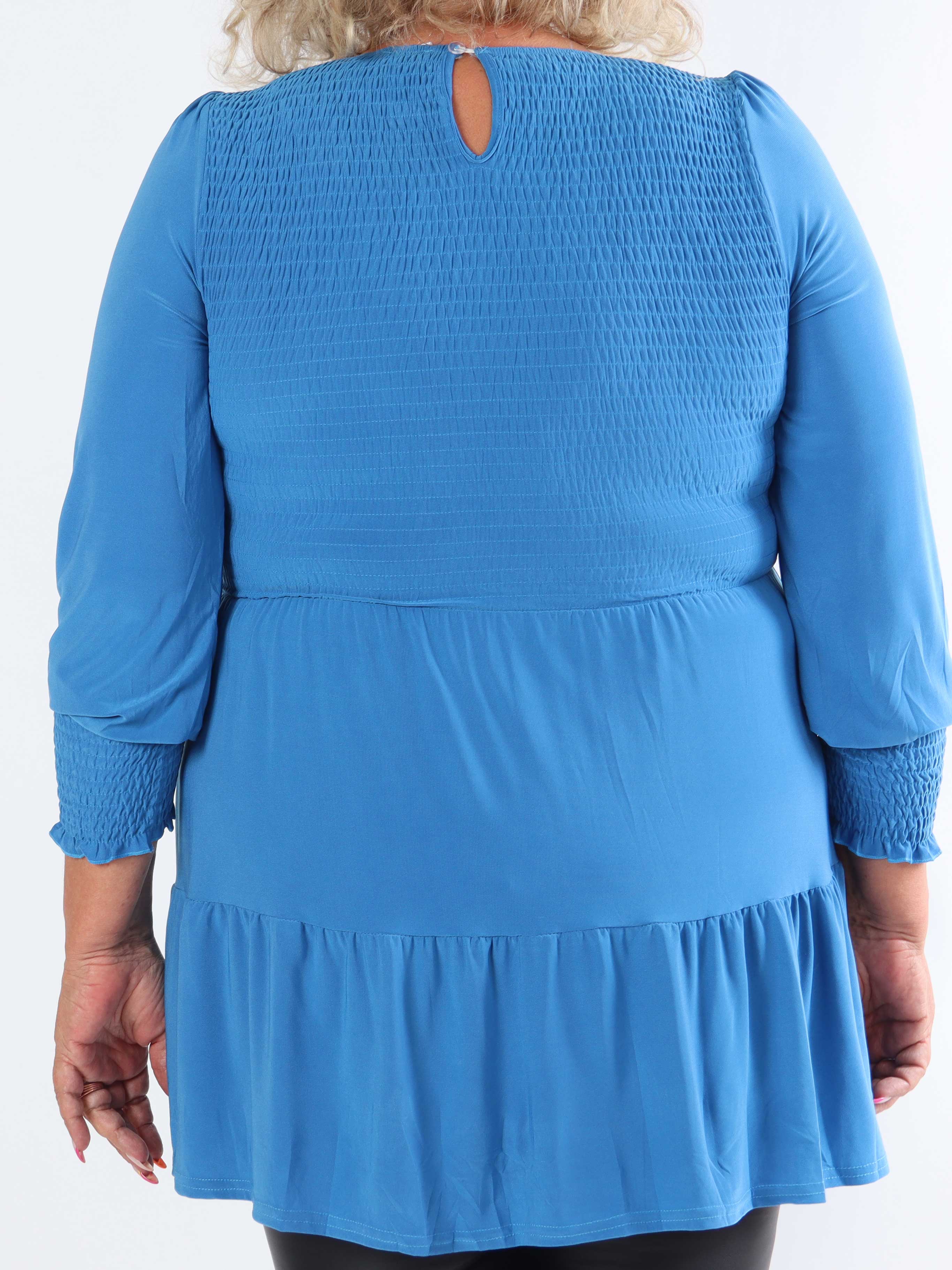 Kelly Shirt - Elastisk plus size bluse med smock henover brystet